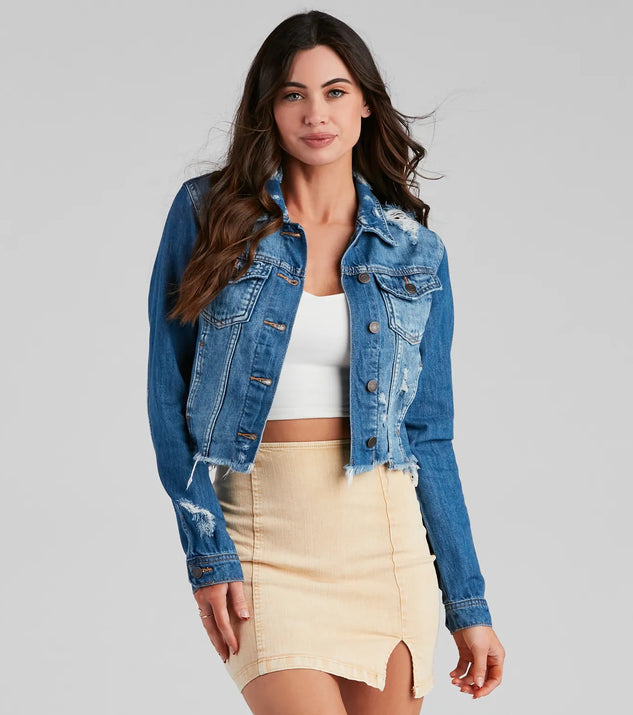Daring Beauty Cropped Denim Jacket