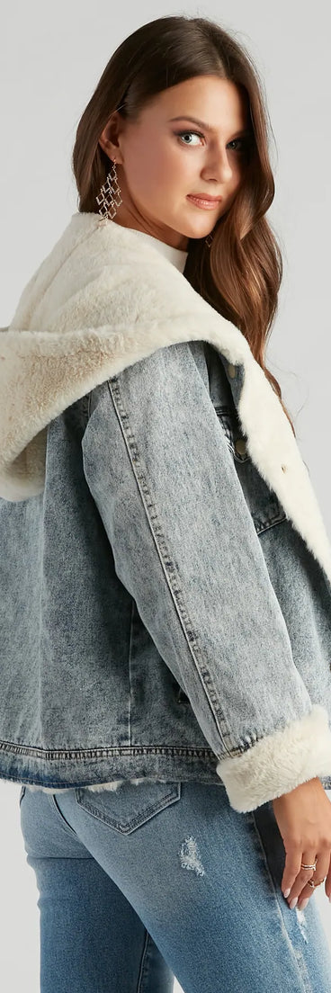 All The Feels Faux Fur Lined Denim Jacket