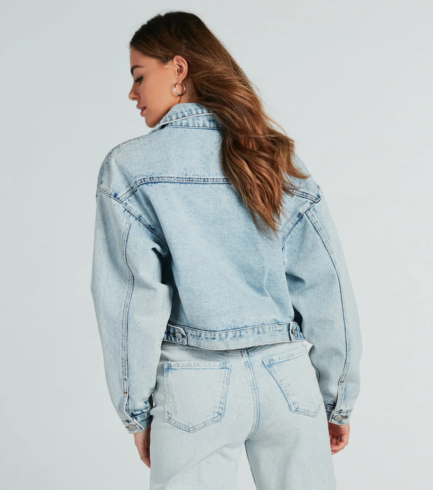 Don't Waist Time Crop Denim Jacket | Windsor