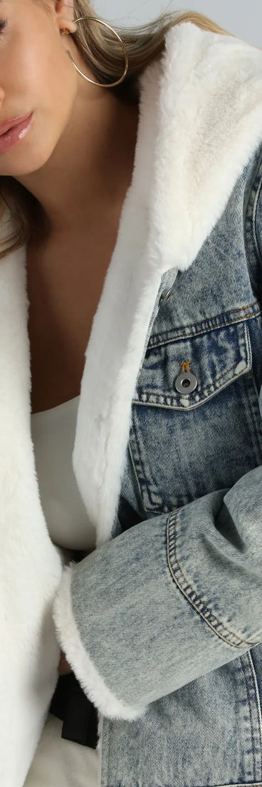 All The Feels Faux Fur Lined Denim Jacket