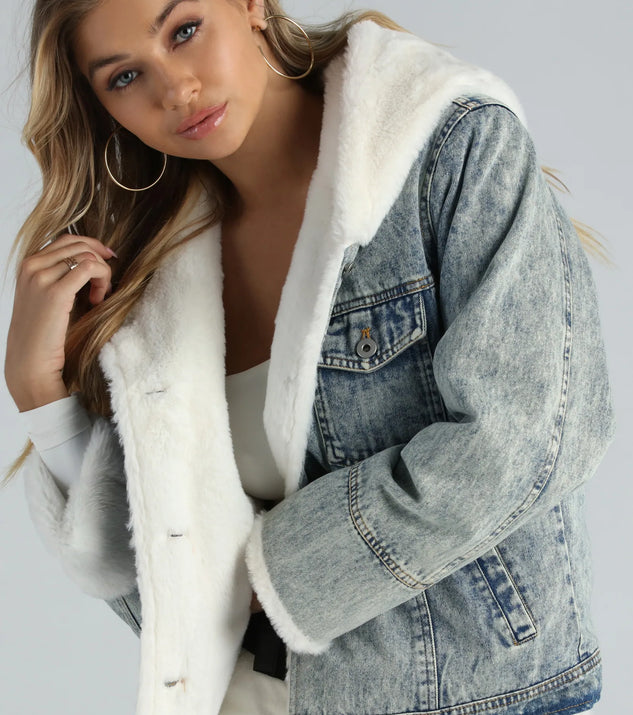 All The Feels Faux Fur Lined Denim Jacket Windsor
