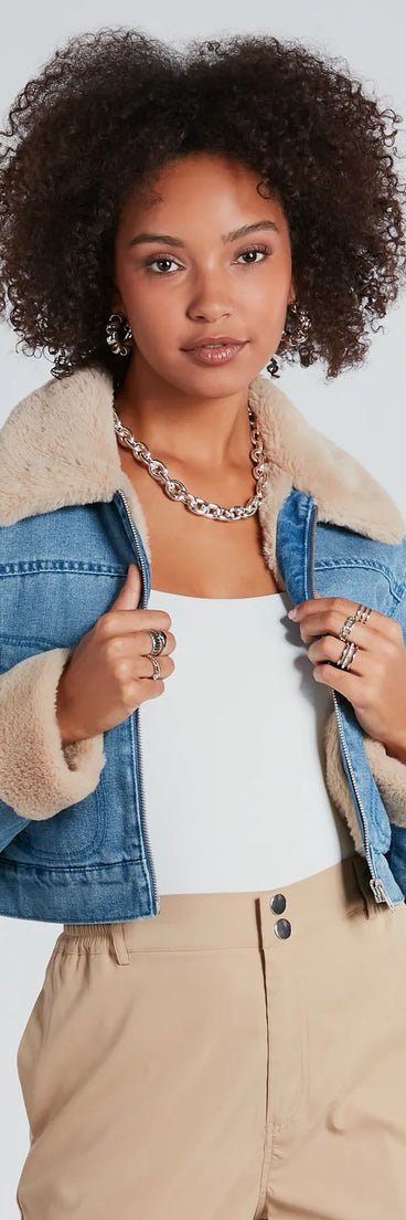 Keep It Cozy Faux Fur-Lined Denim Jacket