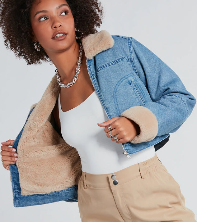 Keep It Cozy Faux Fur-Lined Denim Jacket | Windsor