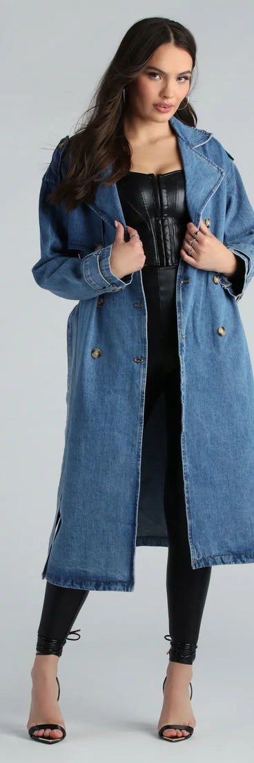 Casual Chic Slay Denim Trench Coat