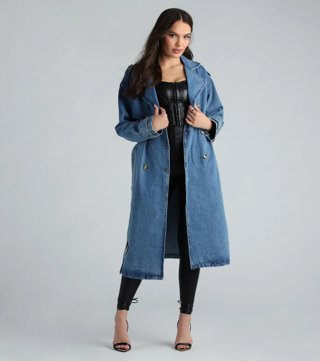 トレンチコート Self Portrait Denim Trench Jacket Denim Trench Jacket – self-portrait