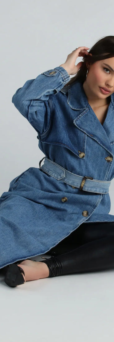 Casual Chic Slay Denim Trench Coat