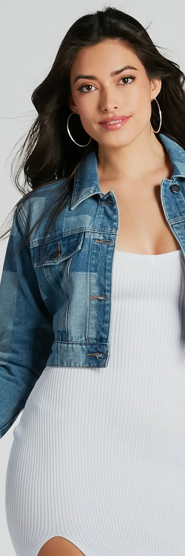 Art Of Patchwork Crop Denim Jacket