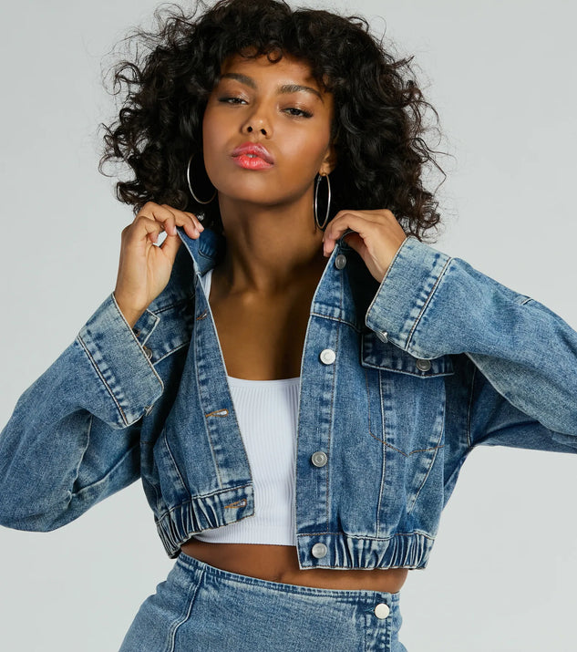 On My Way Trucker Crop Denim Jacket | Windsor On My Way Trucker Crop Denim Jacket | Windsor