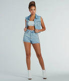 The Country Glamour Rhinestone Fringe Denim Vest has a sleek denim wash and the latest accents for a layer that instantly elevates your look.