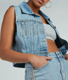 Country Glamour Rhinestone Fringe Denim Vest