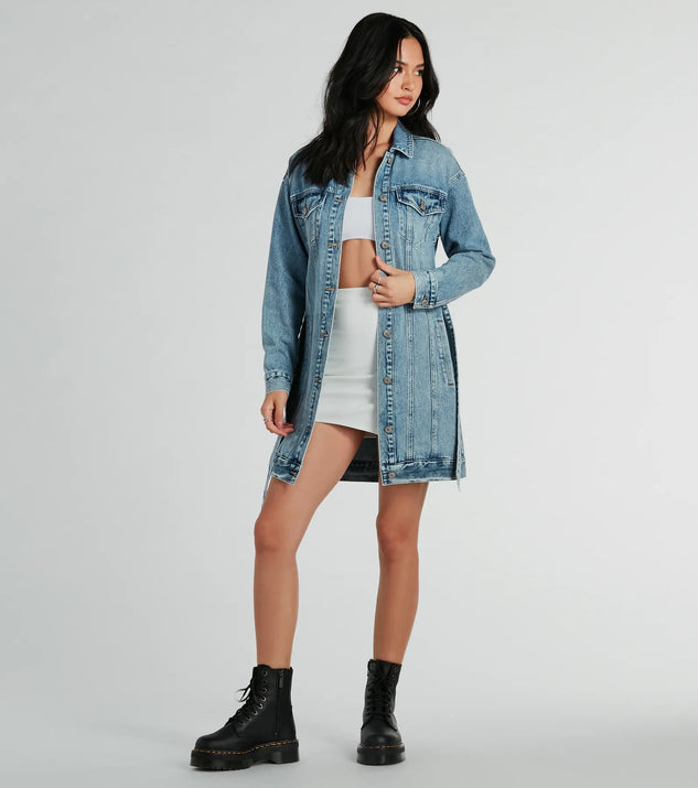 Crushin' It Belted Denim Trench Jacket | Windsor