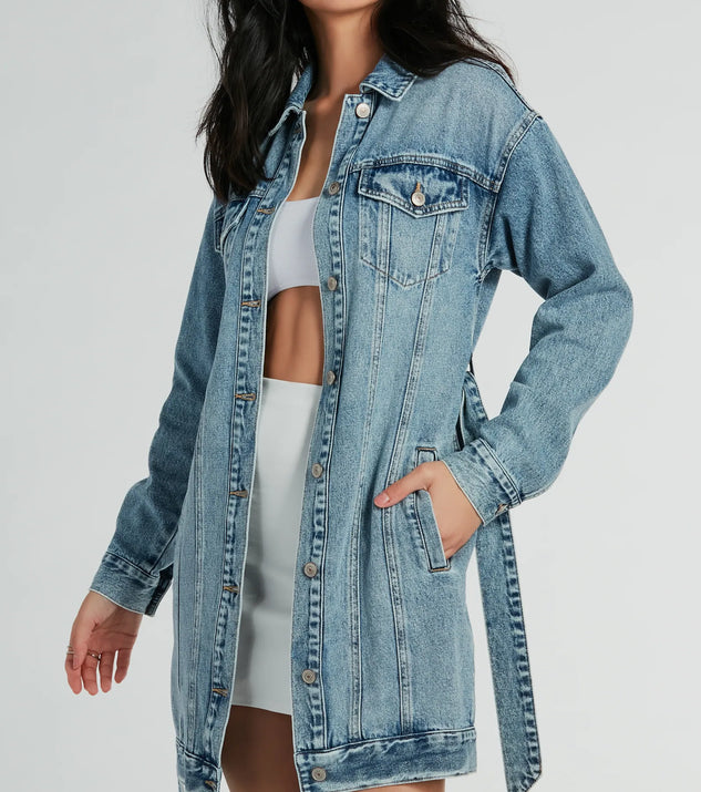 Crushin' It Belted Denim Trench Jacket | Windsor