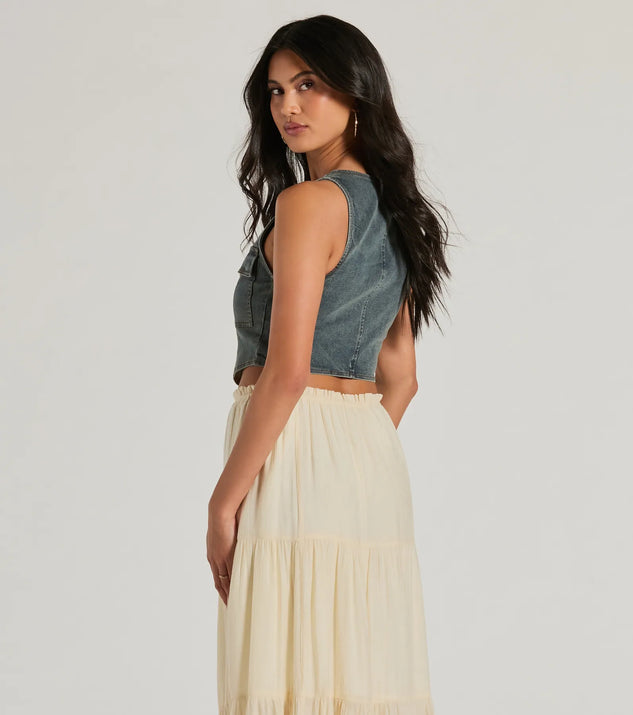 Definite Icon Zip Up Pocket Denim Vest | Windsor