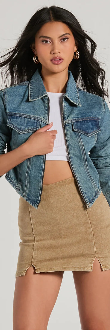 
Upgrade your style game for 2025 with the Cool Trendsetter Zip Up Collared Crop Denim Jacket in denim, perfect for any fashion-forward wardrobe.