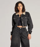 The Cool Girl Aesthetic Denim Trucker Jacket has a sleek denim wash and the latest accents for a layer that instantly elevates your look.
