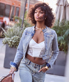 Complete your outfits with the Trendy Arrival Denim Moto Jacket, a denim blue fashion jacket that adds stylish edge and versatile appeal.