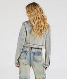 Complete your outfits with the Trendy Arrival Denim Moto Jacket, a denim blue fashion jacket that adds stylish edge and versatile appeal.