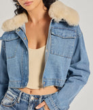 Casual Trendsetter Faux Fur Denim Trucker Jacket