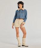 Trendy Faux Sherpa Trimmed Denim Trucker Jacket