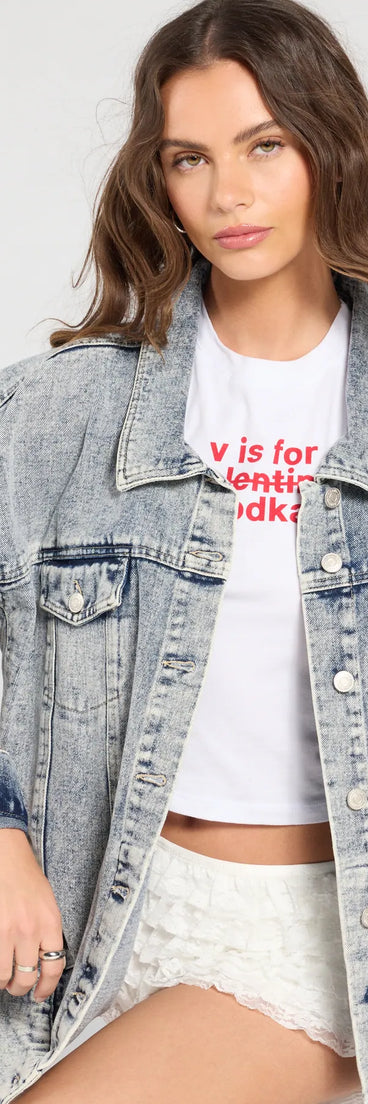 Complete your outfits with the Easy Like Oversized Denim Jacket, a denim blue fashion jacket that adds stylish edge and versatile appeal.