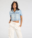 From bold to effortless, the Cutely Casual Short Sleeve Denim Jacket lets you define your vibe with light blue tops that speak your style.