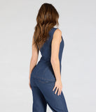 Serve effortless style and scroll-stopping energy in the Fresh Perfection Button Split Denim Vest, part of a dark denim wash matching clothing set that does the work for you with bold, polished vibes from top to bottom.