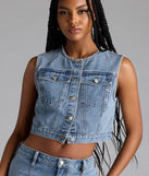 Trendy Mood Cropped Denim Vest