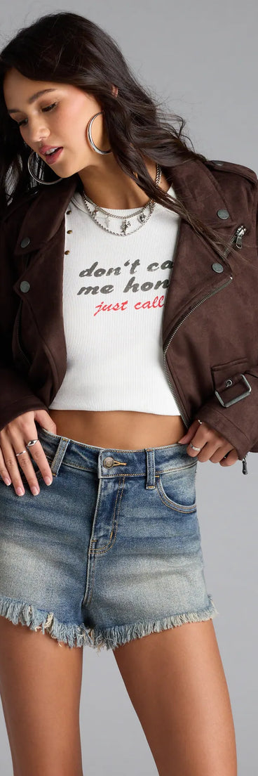 Refresh your wardrobe with the Stylish Out West Faux Suede Fringe Moto Jacket, a brown fashion jacket that adds statement style to every look.