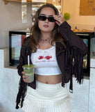 Stylish Out West Faux Suede Fringe Moto Jacket