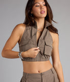 Zip It and Chill Mock Neck Cargo Vest