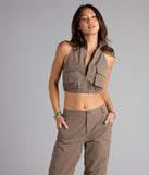 Zip It and Chill Mock Neck Cargo Vest
