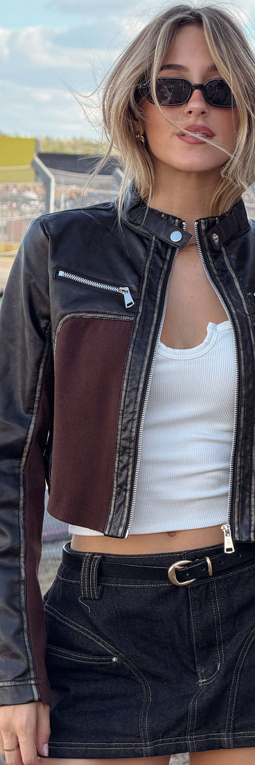 Speed Dial Faux Leather Motocross Jacket