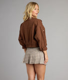 Street Cue Crop Denim Bomber Jacket