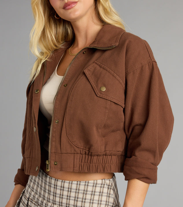 Street Cue Crop Denim Bomber Jacket | Windsor