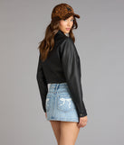 Cropped Attitude Faux Leather Jacket