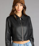 Cropped Attitude Faux Leather Jacket