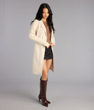 City Sleek Faux Suede Trench Coat