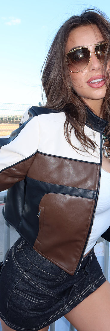 Life In The Fast Lane Crop Moto Jacket