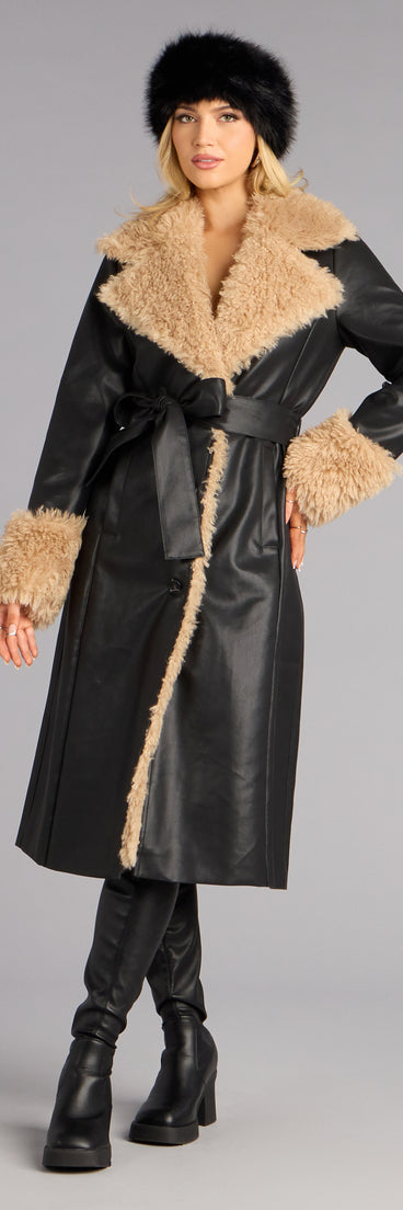 Wrapped in Drama Faux Leather Trench Coat