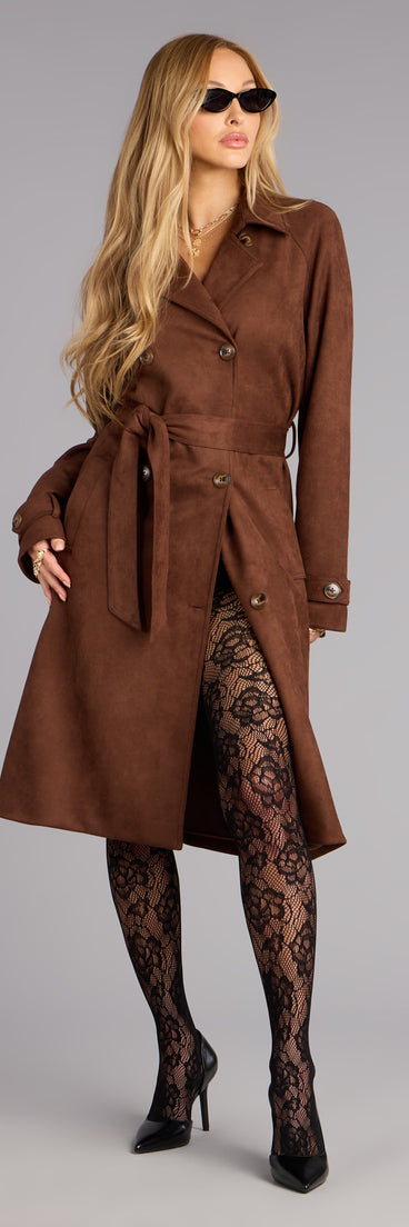 Suede Moment Belted Trench Coat