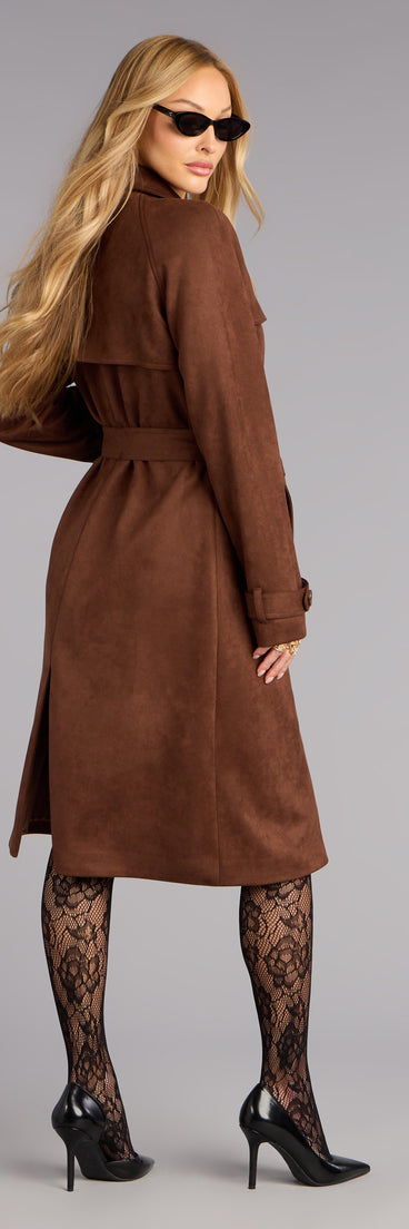 Suede Moment Belted Trench Coat