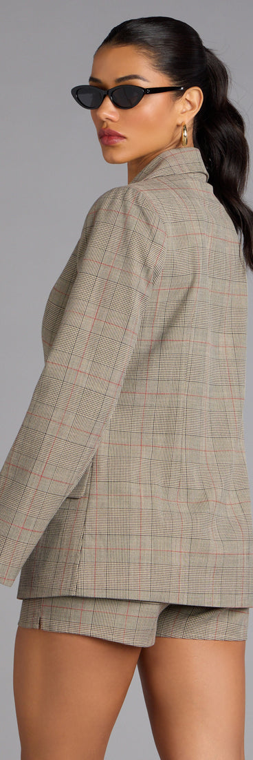 Tailored Mood Plaid Woven Blazer