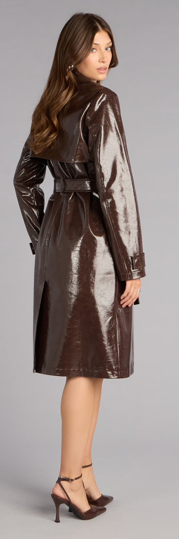 Statement Season Faux Leather Trench Coat