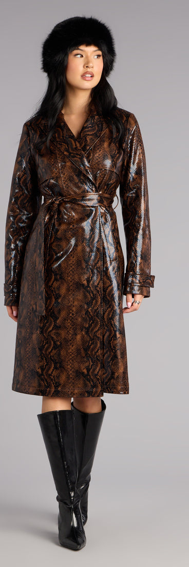 Bite Back Faux Leather Trench Coat
