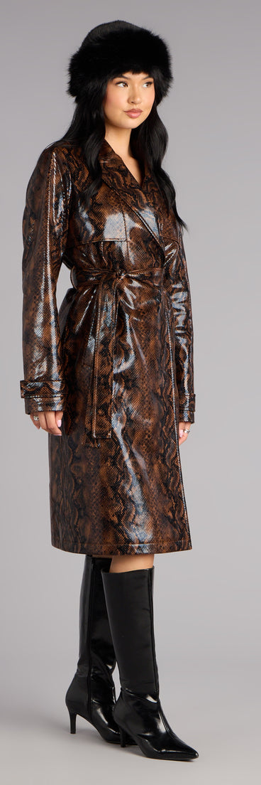 Bite Back Faux Leather Trench Coat