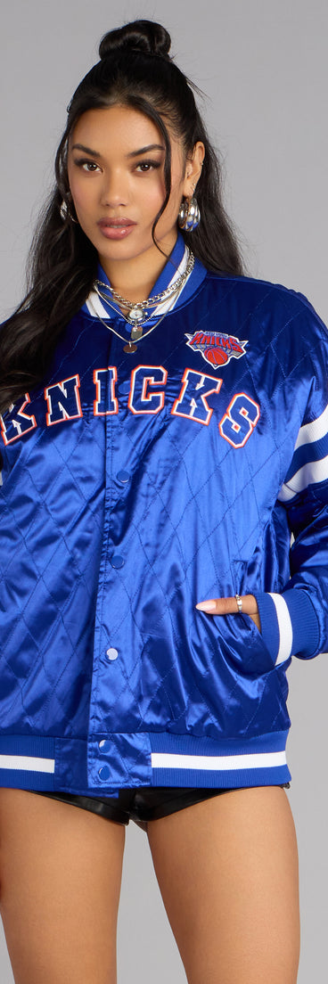 Ultra Game NFL Knicks Satin Bomber Jacket