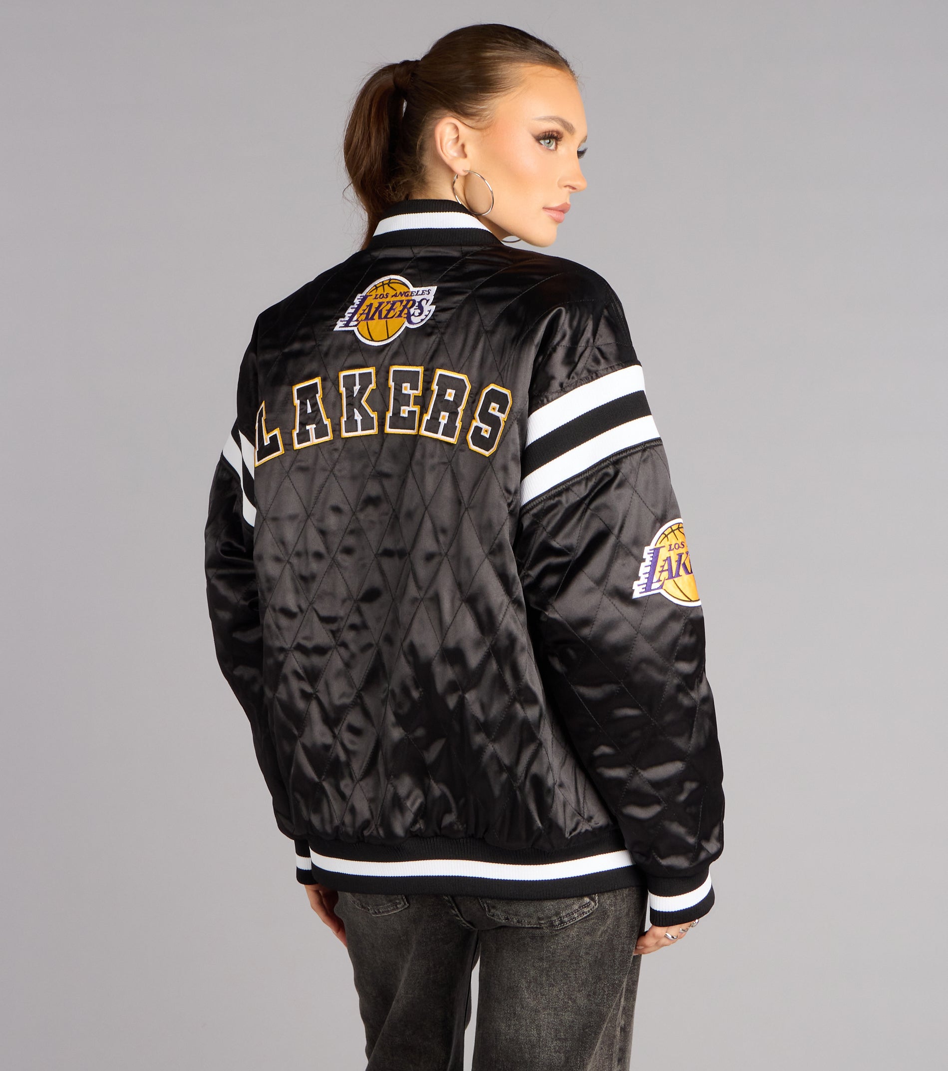 Ultra Game NBA Lakers Quilted Bomber Jacket | Windsor