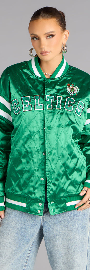Ultra Game NBA Celtics Satin Bomber Jacket