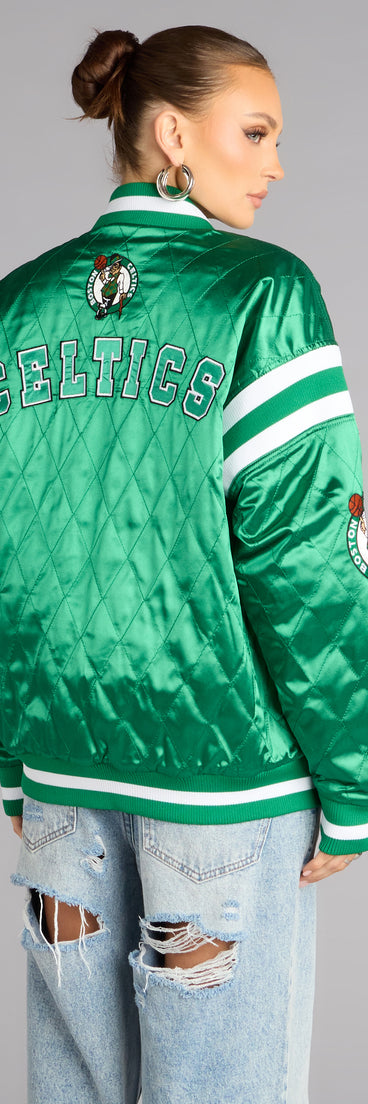 Ultra Game NBA Celtics Satin Bomber Jacket