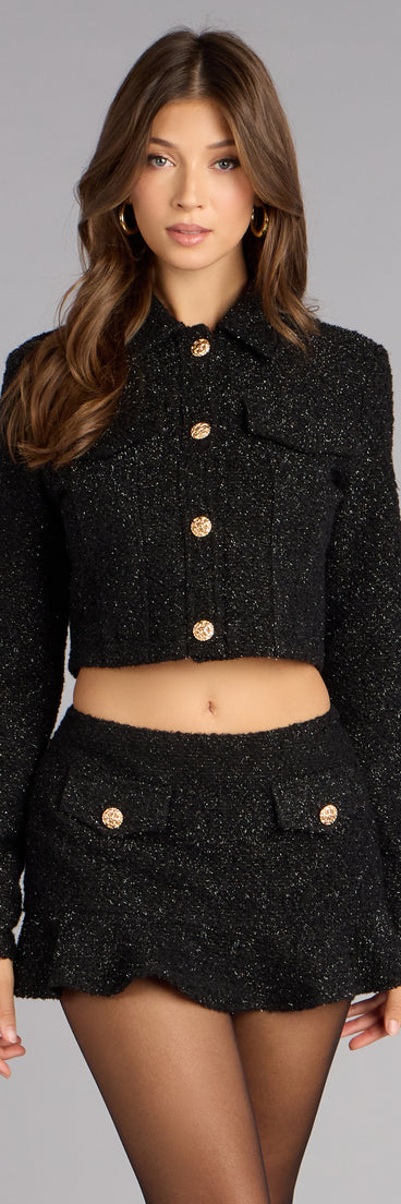 Polished Edge Crop Bouclé Jacket